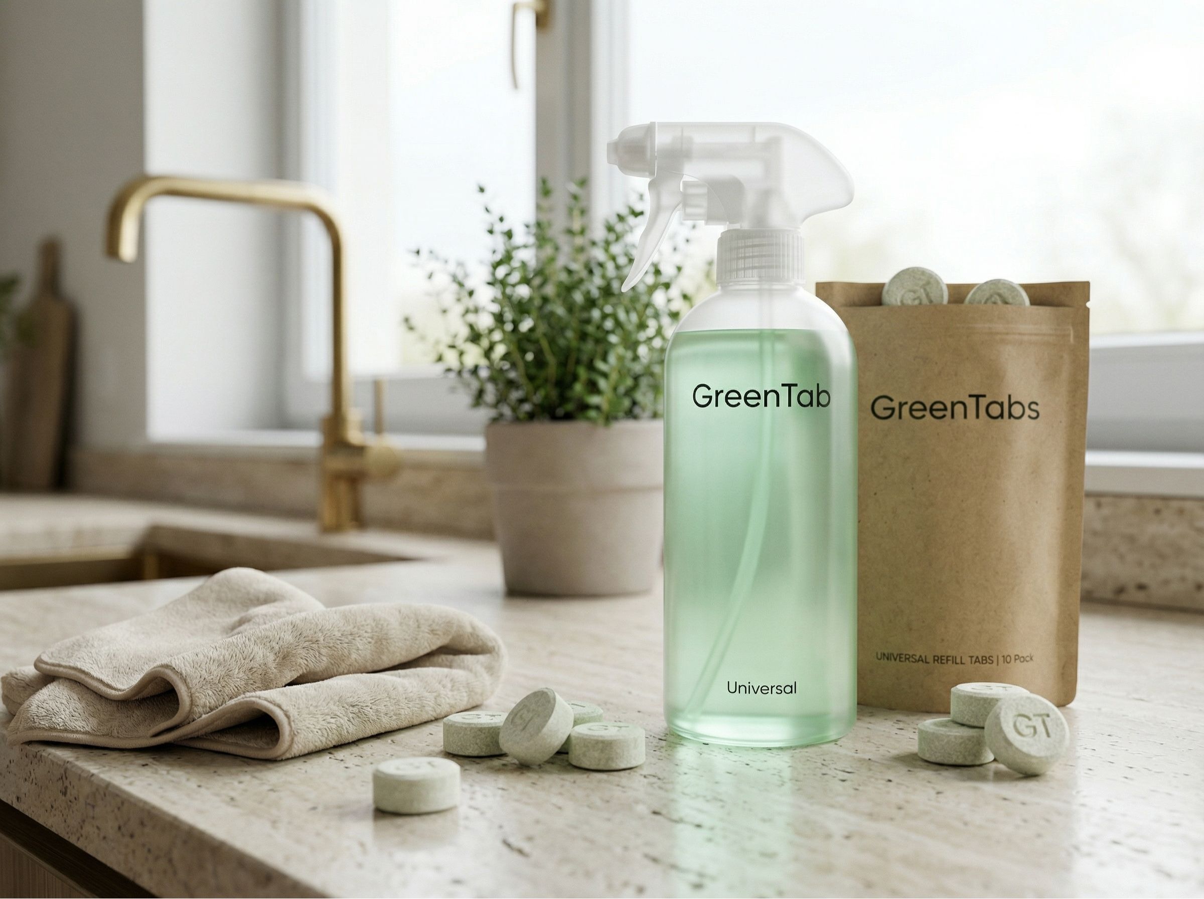 GreenTab Starterpaket – Sprühflasche mit Reinigungstabs