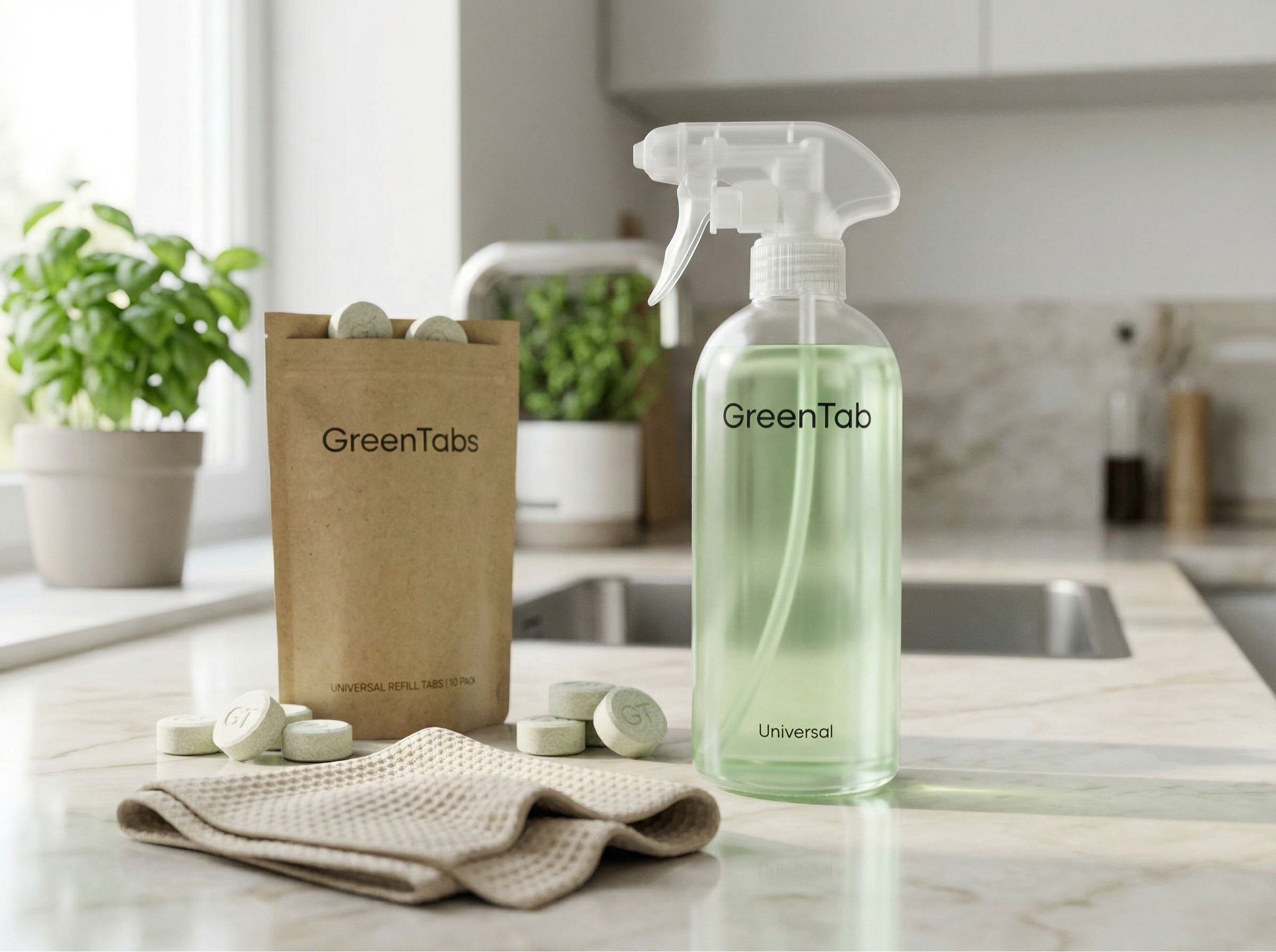 GreenTab Sprühflasche mit Reinigungstabs